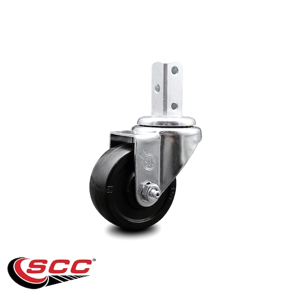 3.5 Inch Soft Rubber Wheel Swivel 3/4 Inch Square Stem Caster